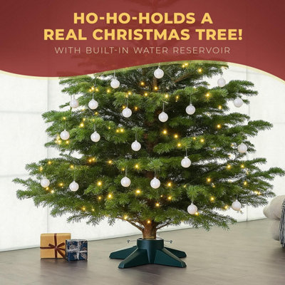 Festive Fix Christmas Tree Stand, Heavy Duty Holder for 6ft Real Trees ...
