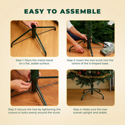 Festive Fix Green Metal Christmas Tree Stand Heavy Duty Base with ...