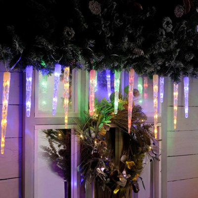 Festive Indoor & Outdoor 24 Colour Changing Icicle Lights Multicolured to Cool White