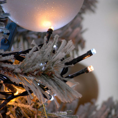 Festive Indoor & Outdoor Flickering 5ft Christmas Tree Lights 600 White and Warm White LEDs