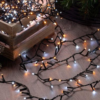Festive Indoor & Outdoor Flickering 5ft Christmas Tree Lights 600 White and Warm White LEDs