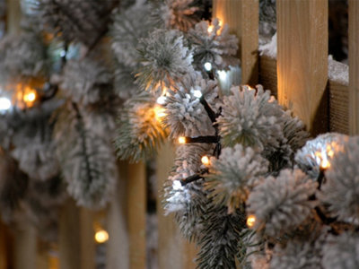 Festive Indoor & Outdoor Flickering 5ft Christmas Tree Lights 600 White and Warm White LEDs