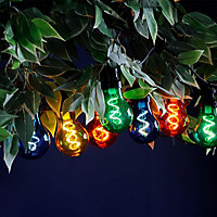 Festive LED Spiral Filament Connectable Outdoor Festoon Light Multi-Coloured Clear