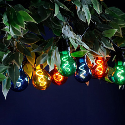 Festive LED Spiral Filament Connectable Outdoor Festoon Light Multi-Coloured Clear