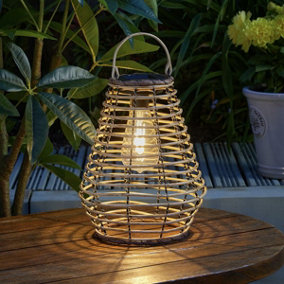 Festive Lights 26.5cm Solar Hanging Rattan Style Maris Lantern