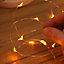 Festive Lights 2m 20 Amber LED Battery Powered Decorative Micro Firely Fairy String Lights on Silver Wire