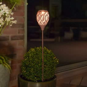 Festive Lights 75cm Blush Pink Solar Metal Stake Light Garden Pathway Outdoor IP44 Lighting