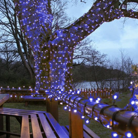 Festive Lights - ConnectPro 5m Blue Outdoor IP65 Connectable LED Christmas Fairy String Lights - No Plug