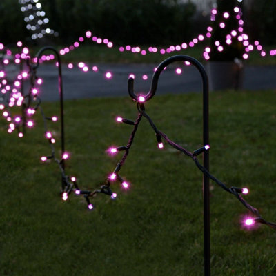 Festive Lights - ConnectPro 5m Pink Outdoor IP65 Connectable LED Christmas Fairy String Lights - No Plug