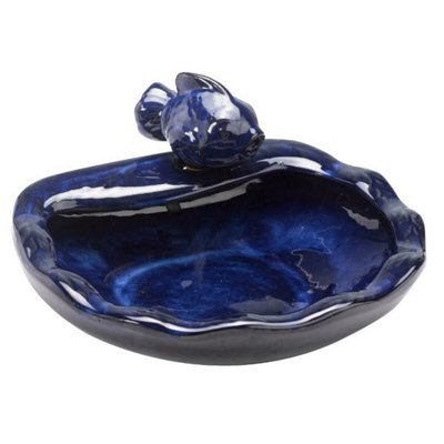 Festive Lights - Solar Ceramic Blue Fish Water Fountain - Outdoor ...