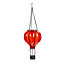 Festive Lights Solar Cool Flame Outdoor Hanging LED Hot Air Balloon Lantern - Red Stain Glass Effect Light with Handle