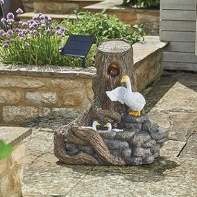 Festive Lights Solar Powered Hybrid Feather Duck Falls Water Feature with Back Up Battery