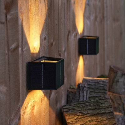 Festive Lights Up and Down Solar Powered Wall Light IP44 Waterproof Black Outdoor Garden Fence Lighting Decoration