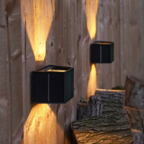 Festive Lights Up and Down Solar Powered Wall Light IP44 Waterproof Black Outdoor Garden Fence Lighting Decoration