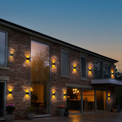 Festive Lights Up and Down Solar Powered Wall Light IP44 Waterproof ...