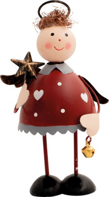 Festive Metal Standing Christmas Angel Ornament- Red - 3
