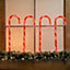 Festive Red and White Outdoor Candy Cane Christmas Stake Light 4 Pack