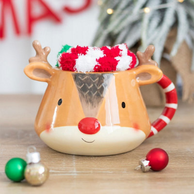 Festive Reindeer Mug and Fluffy Sock Set