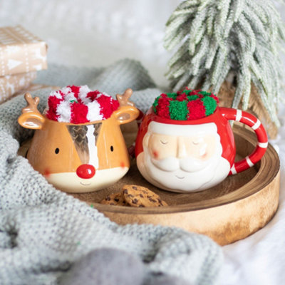 Holiday Reindeer Ceramic Mug & Slipper Socks Set