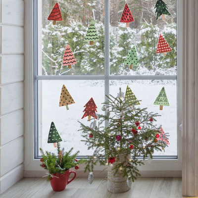Festive Tree Christmas Window Stickers DIY at B&Q