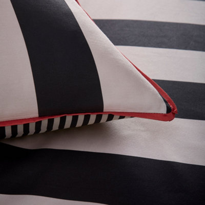 Festivo Circus Stripe Striped 200 Thread Count Cotton Black Duvet Cover Set