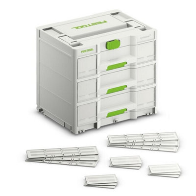Festool 3 Draw Sortainer SYS3-SORT/3 M 337 Systainer + Dividers Carry Case 40Kg