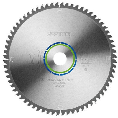 Festool 494607 260mm x 30mm 68T Durable Aluminium/Plastic Saw Blade HW TF68