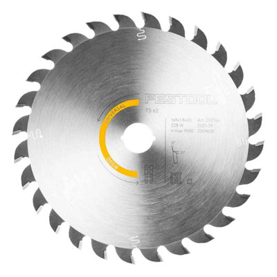 Festool Plunge Saw Wood Blade 168mm 168 x 1.8 x 20 28 Tooth Fits TS 60 CSC 50