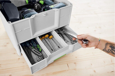 Festool Single Drawer Systainer SYS3-COMBI M 337 1 Draw Deep Carry Case +Divider
