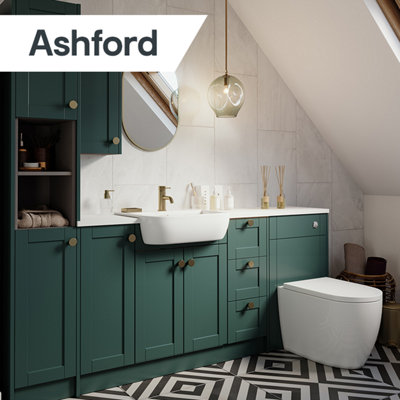 Shop Ashford fitted bathroom furniture range.