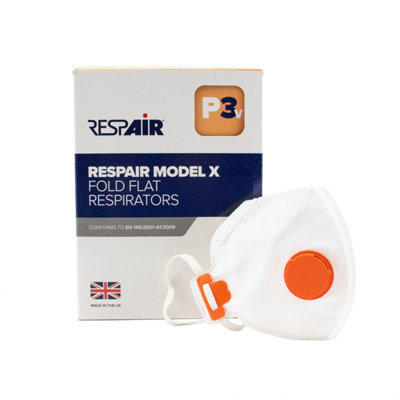 FFP3 Masks - 10 Pack - Respair Model X Fold Flat Respirators P3v with Valve