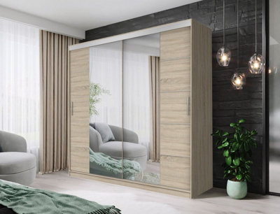 FHIF Dallas Tokyo 203cm Oak Sliding Door Wardrobe Modern Bedroom ...