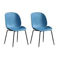 Fia Blue Metal Legs Dining Chairs (Price Inclusive of 2 Chairs)