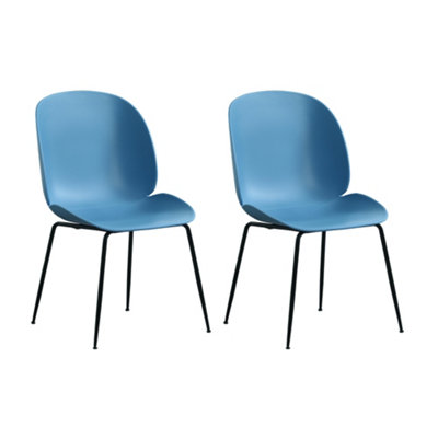 Fia Blue Metal Legs Dining Chairs (Price Inclusive of 2 Chairs)