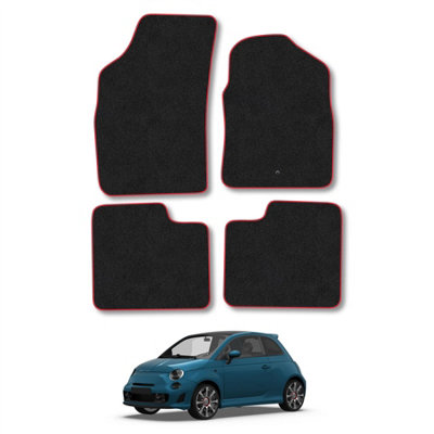 Fiat 500 (2007-2012) Car Mats Red Trim Carpet Tailored Fit Easy Clean ...