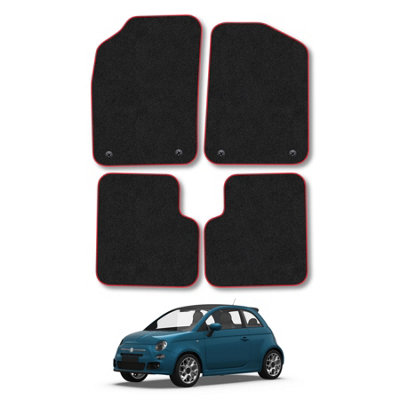 Fiat 500 (2013+) Car Mats Red Trim Carpet Tailored Fit Easy Clean with ...