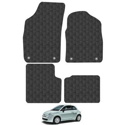 Fiat 500 Hybrid 2020-Onwards Car Floor Mats Rubber Tailored Fit Set Heavy-Duty