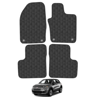 Fiat 500X 2016-Onwards Car Floor Mats Rubber Tailored Fit 4pcs Set Heavy-Duty