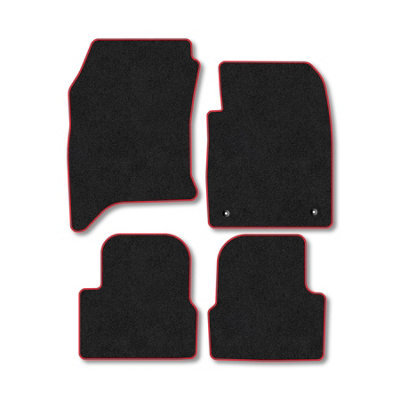 Fiat 600 (Hybrid) (2024+) Premium Car Mats Tufted-Pile Carpet Red Trim ...