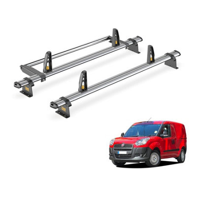 Fiat Doblo 2 Bar Roof Rack + Ladder Roller for 2010-2022 (H1 Roof Height with Rear Barn Doors) - Van Guard Trade