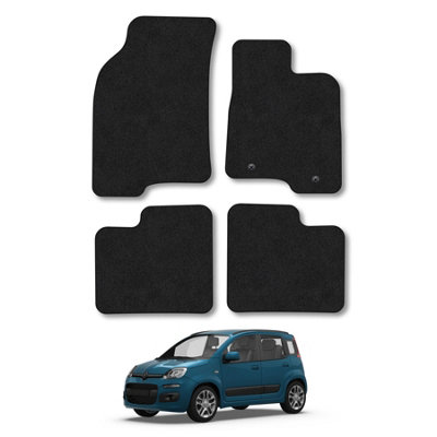 Tailored Black Carpet Floor Mats For Fiat Panda 2015-on – Front + Rear With Clips