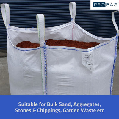 FIBC Bulk Bag - One Tonne Builders Bag - Heavy Duty Garden Waste Bag Extra Large - Premium Grade Dumpy Bag with 4 Lifting Handles - 6