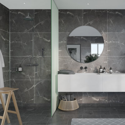 Fibo Scandinavian Black Marble Tile Wall Panel