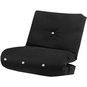 Fibre Foam Filled Futon Mattress, (1 Seater Single (90x190cm), Black)