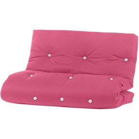 Fibre Foam Filled Futon Mattress, (2 Seater Small Double(120x190cm), Pink)