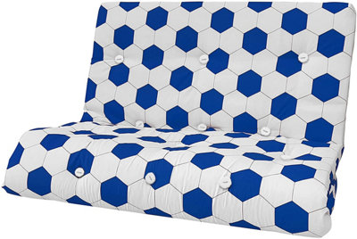Fibre Foam Filled Futon Mattress, (3 Seater Double(135x190cm), Football Blue)