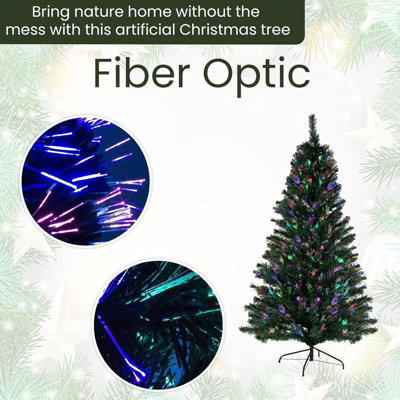 Fibreoptic Christmas Tree with Metal Stand Bushy Artificial Xmas Tree ...