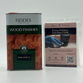 Fiddes Boiled Linseed Oil, 1 Litre & Free Priory Polishes Lint Free Cloth