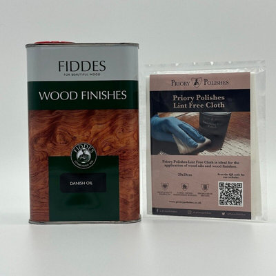 Fiddes Danish Oil, 1 Litre & Free Priory Polishes Lint Free Cloth