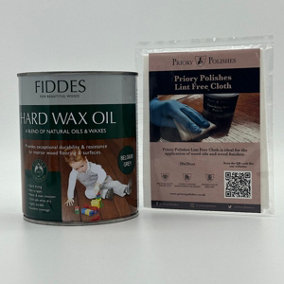 Fiddes Hard Wax Oil, Belgium Grey 1L + Free Priory Free Cloth
